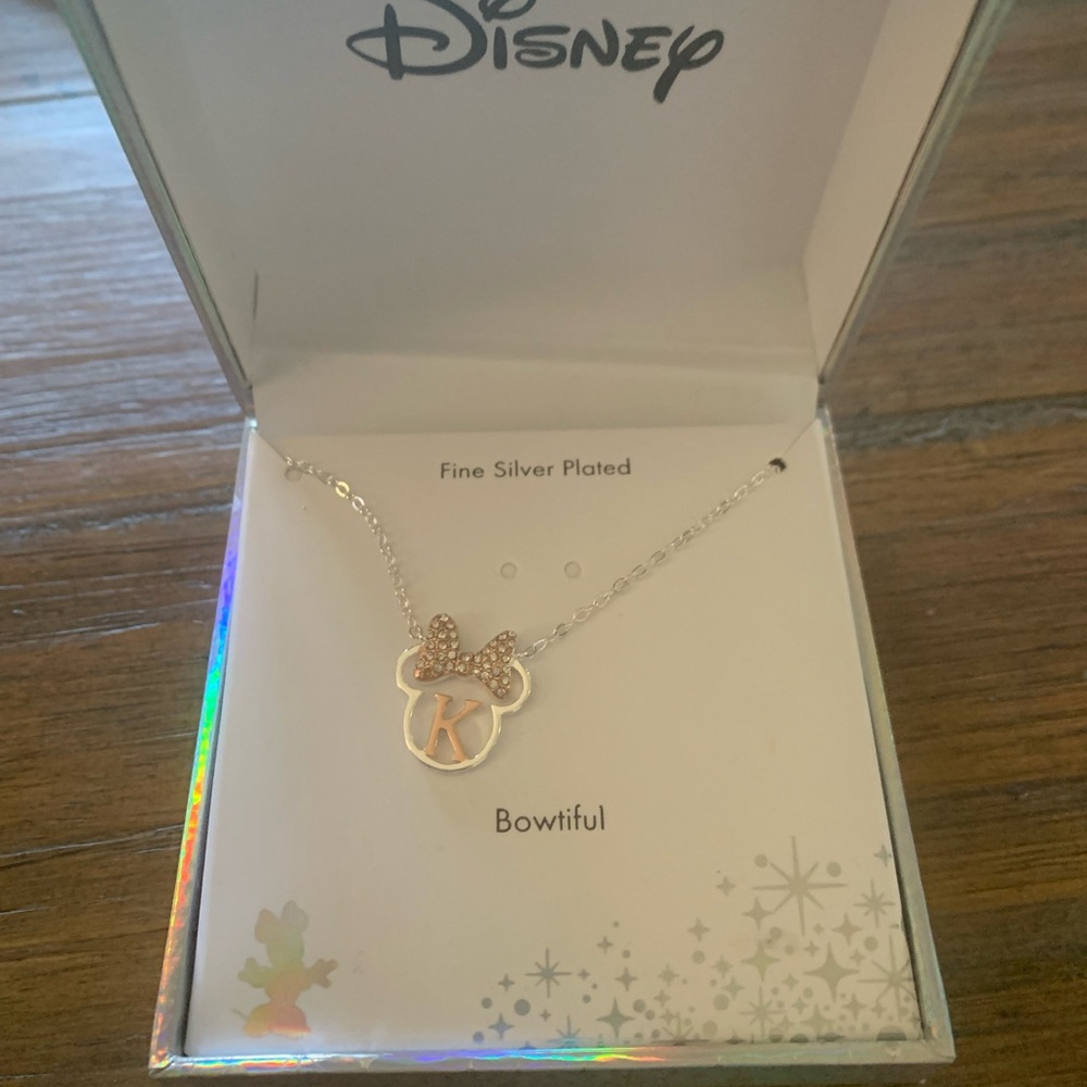 Letter‎ K Disney Silver Plated Necklace with Bow